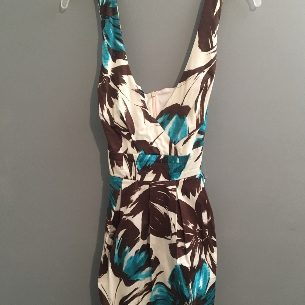 Blue-Brown Floral Dress